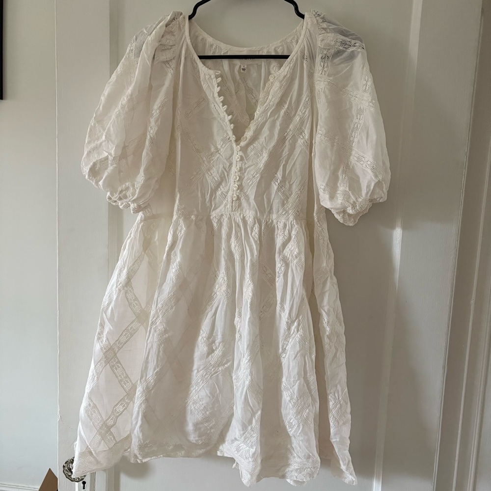 The Great White Eyelet Pathway Short Sleeve Mini Dress Size 0 / XS / S